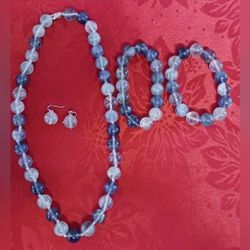 Ali Aluma AIL flourite 925 stamped  set Earrings, necklace and 2 bracelets