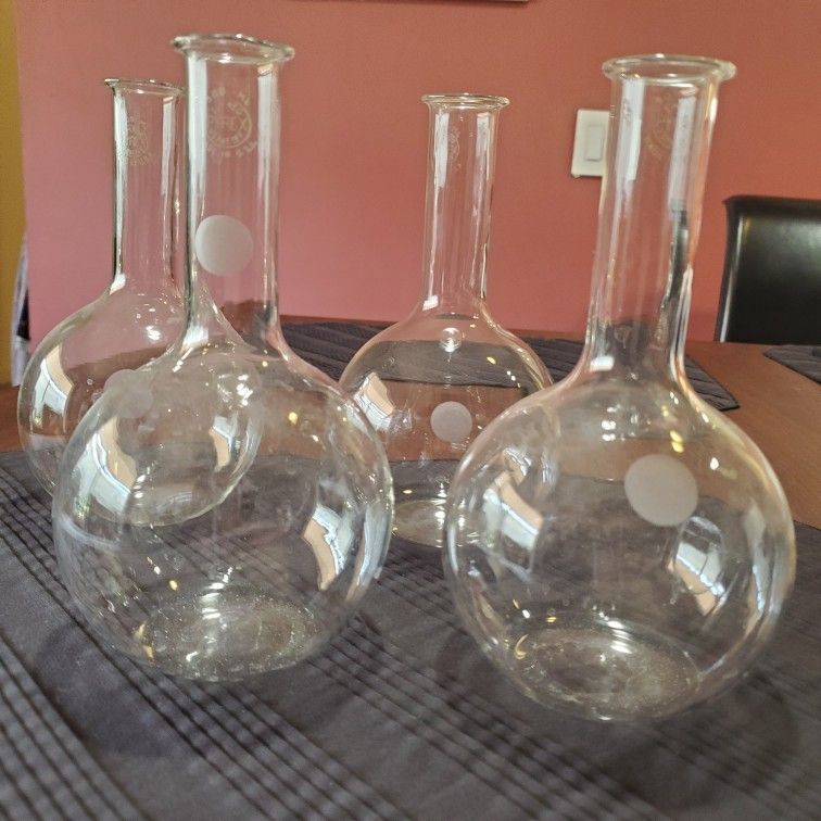 4 Vintage Pyrex 500ml Boiling Flasks