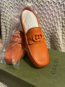 Orange Gucci Loafers 