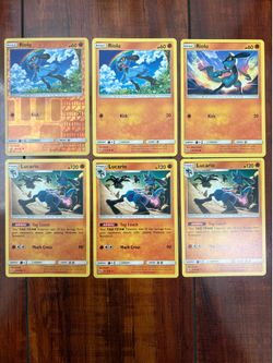Pokemon Riolu & Lucario Unified Minds Non-Holo & Reverse Holo Lot of 6! NM