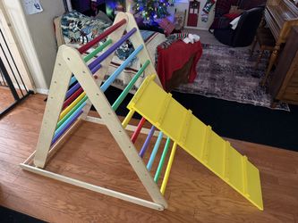 Climbing triangle and ramp foldable multicolor hardwood kids Toddler Indoor Play & Exercise