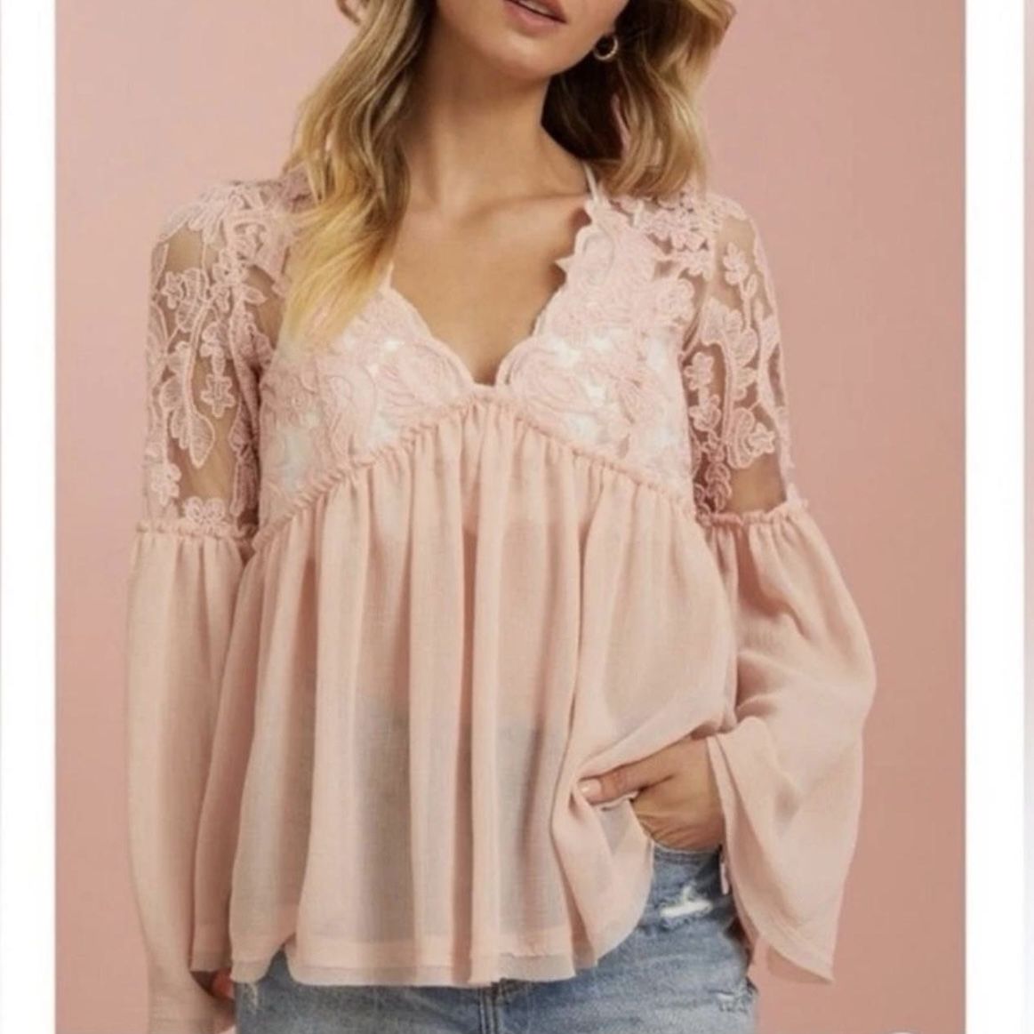 NWT Altar'd State Blush Rosemary Lace Tunic Top