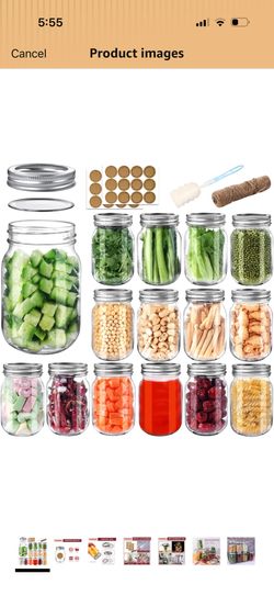 Mason Jars 16 oz with Airtight Lids and Bands, 15 Pack Regular Mouth Canning Jars, Clear Glass Pint Jars for Canning, Pickling, Food Storage, DIY Proj