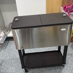 Wheeled Chest Cooler With Bottle Cooler For Outdoor Or Indoor Parties