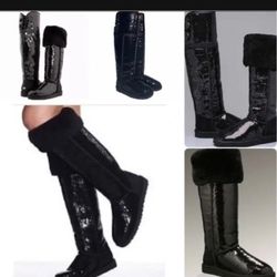 Ugg Sequined Boots Shearling Leather 