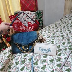 Coach Denim Jean Purse And Wallet Set