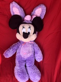 Disney Store Minnie Mouse Easter Bunny 🐰 💜Doll plush plushie purple ! Large 20” tall !