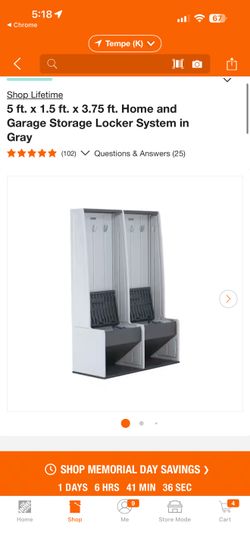 Lifetime 80226 Double Storage Locker - Gray, 45.2 x 64.6 in. - New (Open Box)