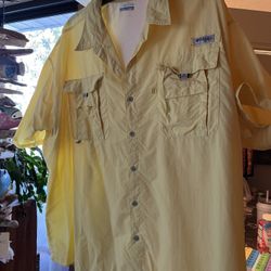 Men’s Yellow Columbia, Short Sleeve, Shirt, Size 4x