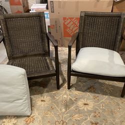 CRATE & BARREL RATTAN ACCENT CHAIRS