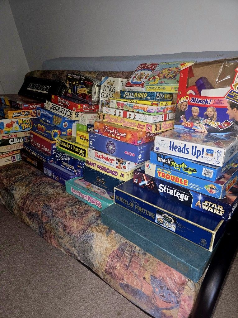 Board Games Lot Monopoly Pictonary Clue Disney Board Game Scrabble Heads Up Trouble Life