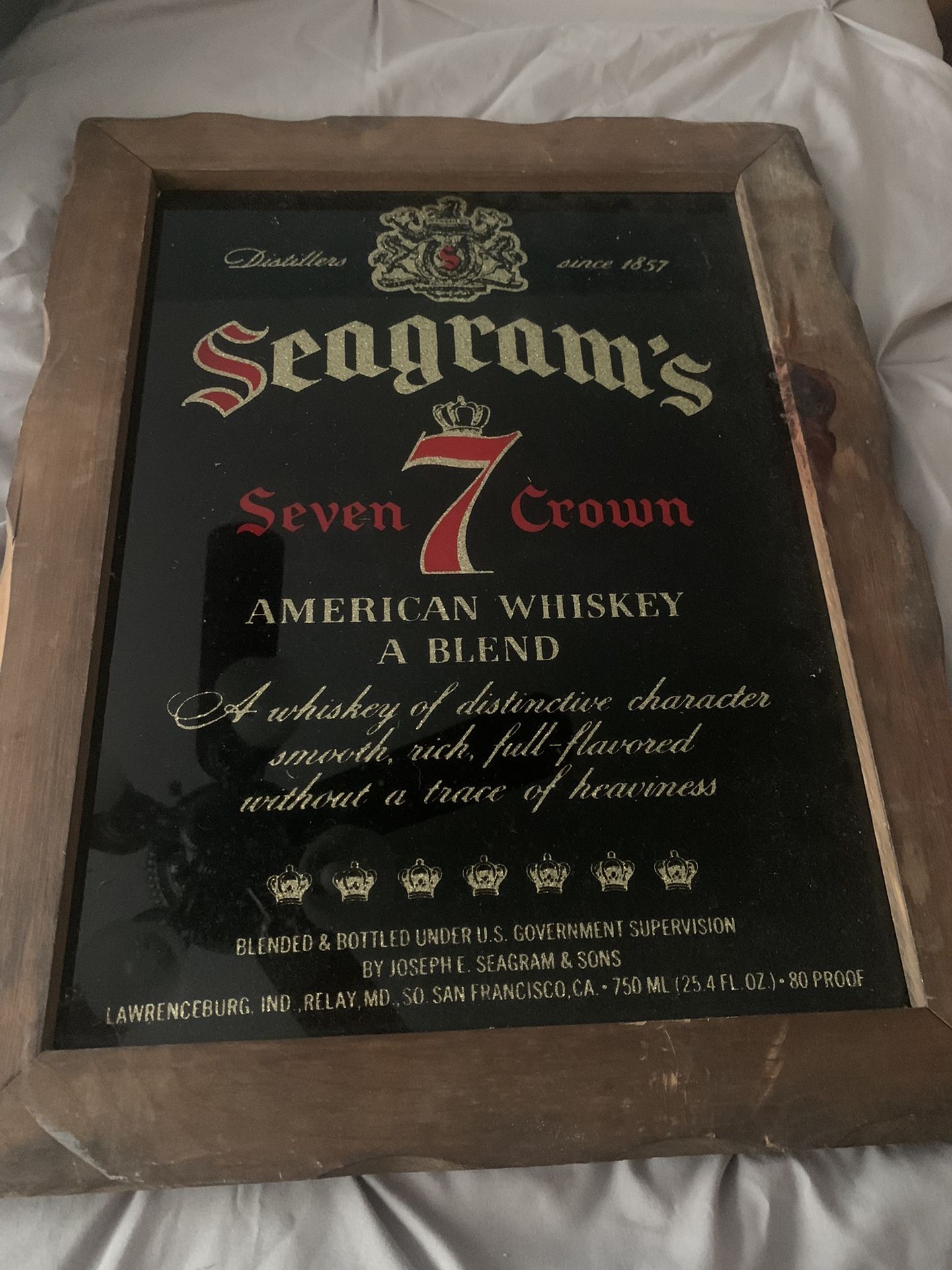 Vintage Seagrams 7 Crown Whiskey Mirror