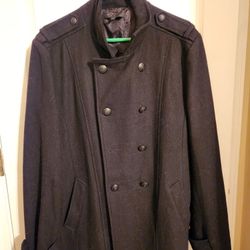 21 Men An American Brand Double Breasted Coat Size XL/TG in All Black. Wool Blend Material. 
