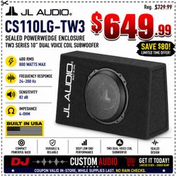 JL Audio TW3 Shallow Truck Sealed Box 10" Dual Voice Coil 10TW3 Subwoofer CS110LG-TW3 🚨 Payment Options Available 🚨 No Credit Needed 🚨
