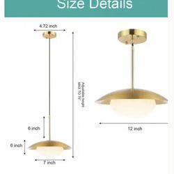 WEEKEND LIQUIDATION $65  Pair of modern gold  pendant lamps with glass globe Retail $159