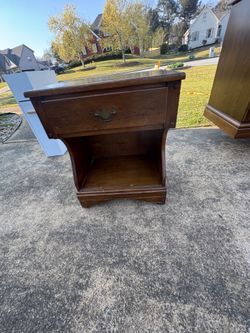 Vintage Wood Nightstand with Drawer