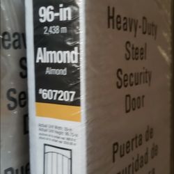 Security Door 36x96 Almond And Black, Left-hand And Right Hand 