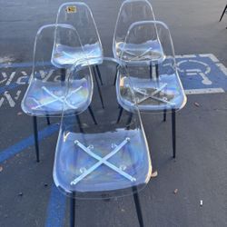 On Sale $65 X 2 Acrylic Accent Side Chairs with Plating Metal Legs for Dining Room With Silver Legs