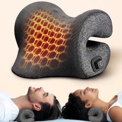 Heated Neck Stretcher for Pain Relief, Graphene Heating Pad, Odorless Neck Cloud Cervical Traction Device Chiropractic Pillow for Shoulder, Christmas 