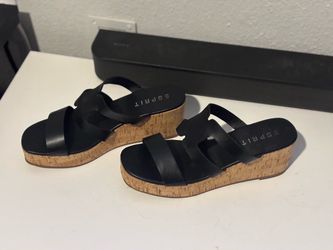 $5 Esprit Black Cork Wedge Slide Sandals