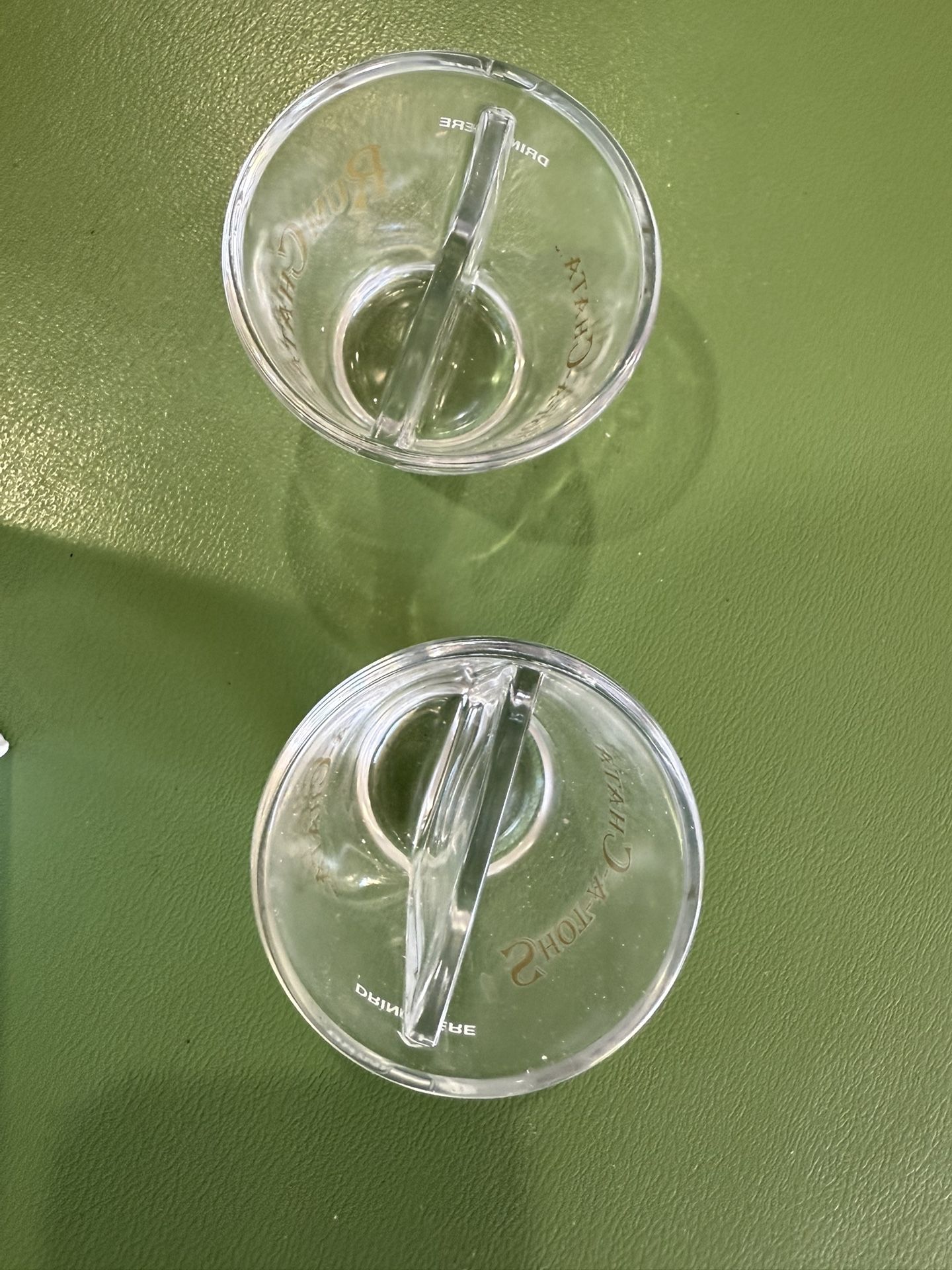 2 Double Shot rum Chata shot glasses