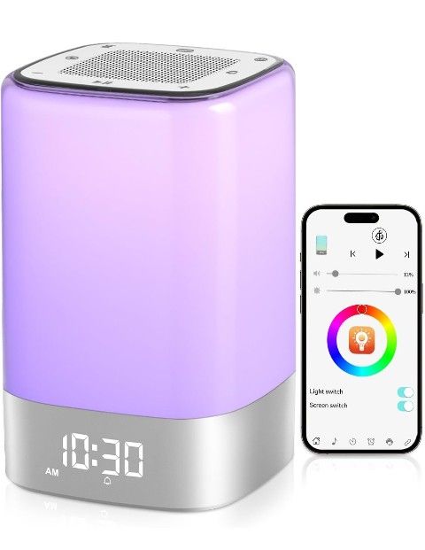 Sound Machine White Noise Machine with 32 Soothing Sounds, Bluetooth Speaker, Alarm Clocks for Bedrooms with Wake up Light, Night Light for Kids, App