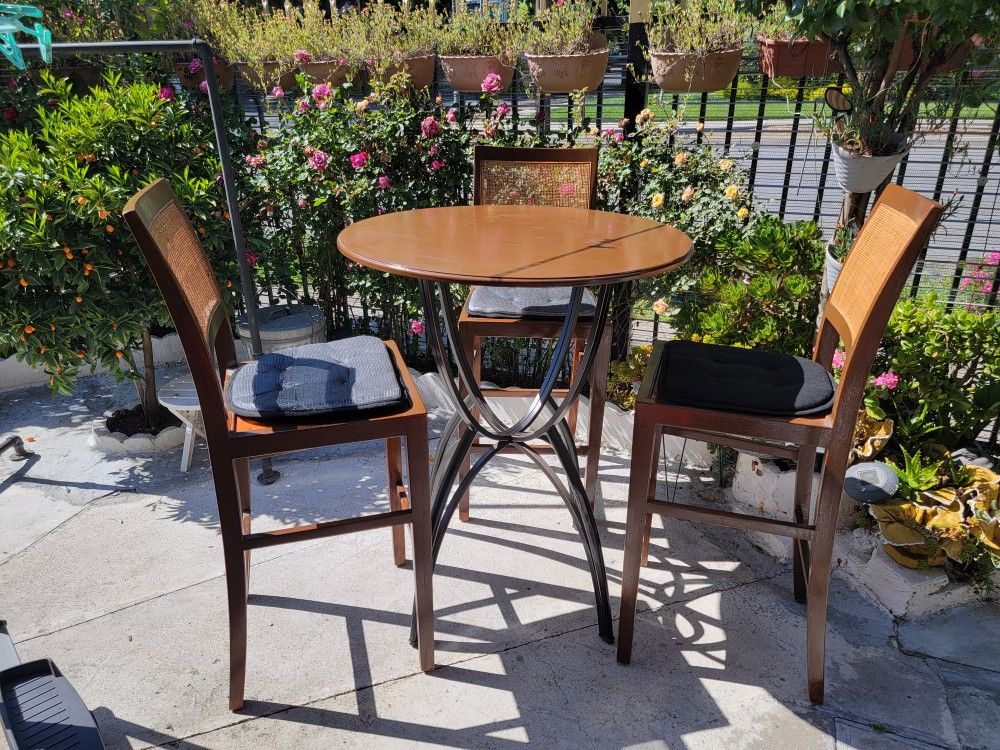4wooden High Bar Table Chair Antique