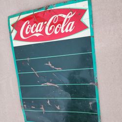 Vintage 1959 Coca Cola Fish Tail Chaulk Board Coke Soda Pop Sign