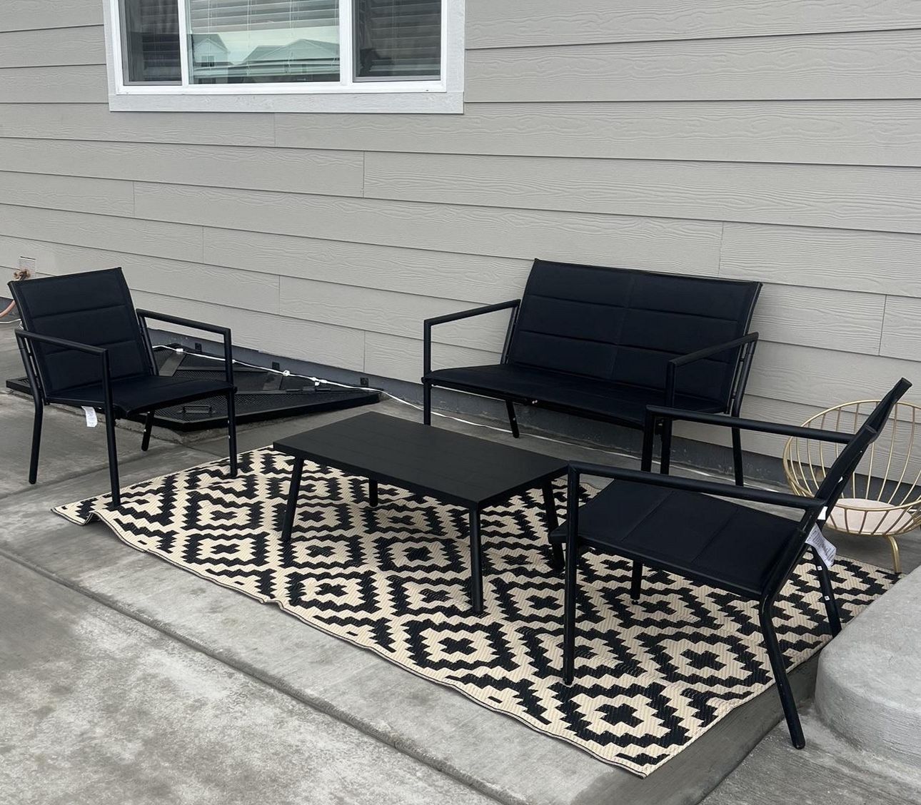 Patio Conversation Set Black 