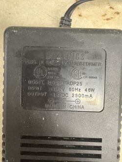Bio Medics RP-ADP25 12V 2500mA AC/DC Adapter 6ft Black 2-Prong Barrel
