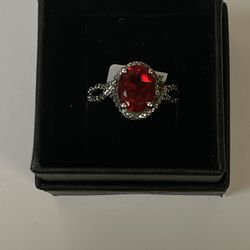 .925 Silver Ruby Ring 