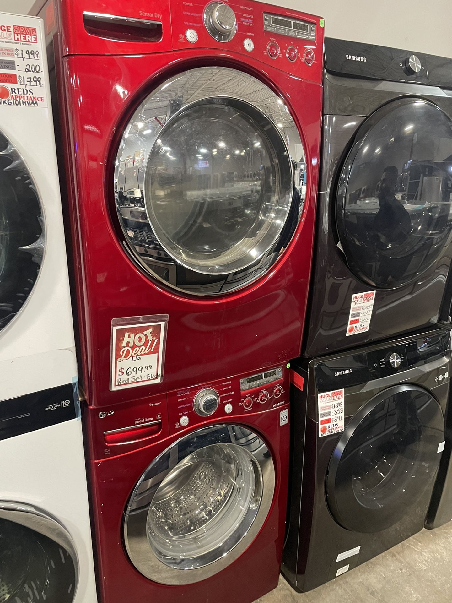 Lg Red Front Load Washer And Electric Dryer Set for Sale in South
