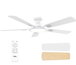 TCL Ceiling Fans with Lights, 52 Inch Low Profile Ceiling Fan with Light White