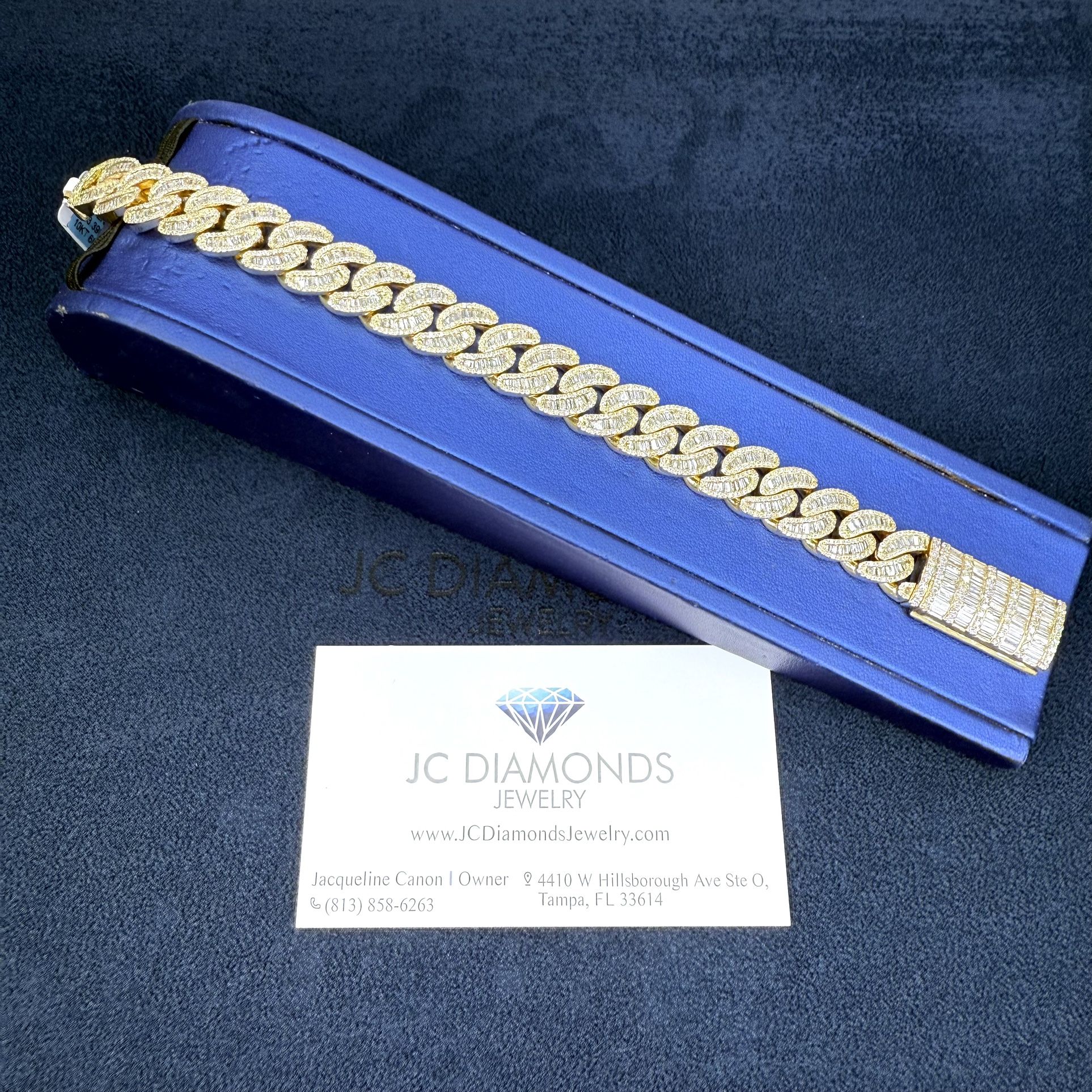 Bracelet Cubanlink 13 MM Wide 8 Inch Long Diamonds Real 10k Gold 