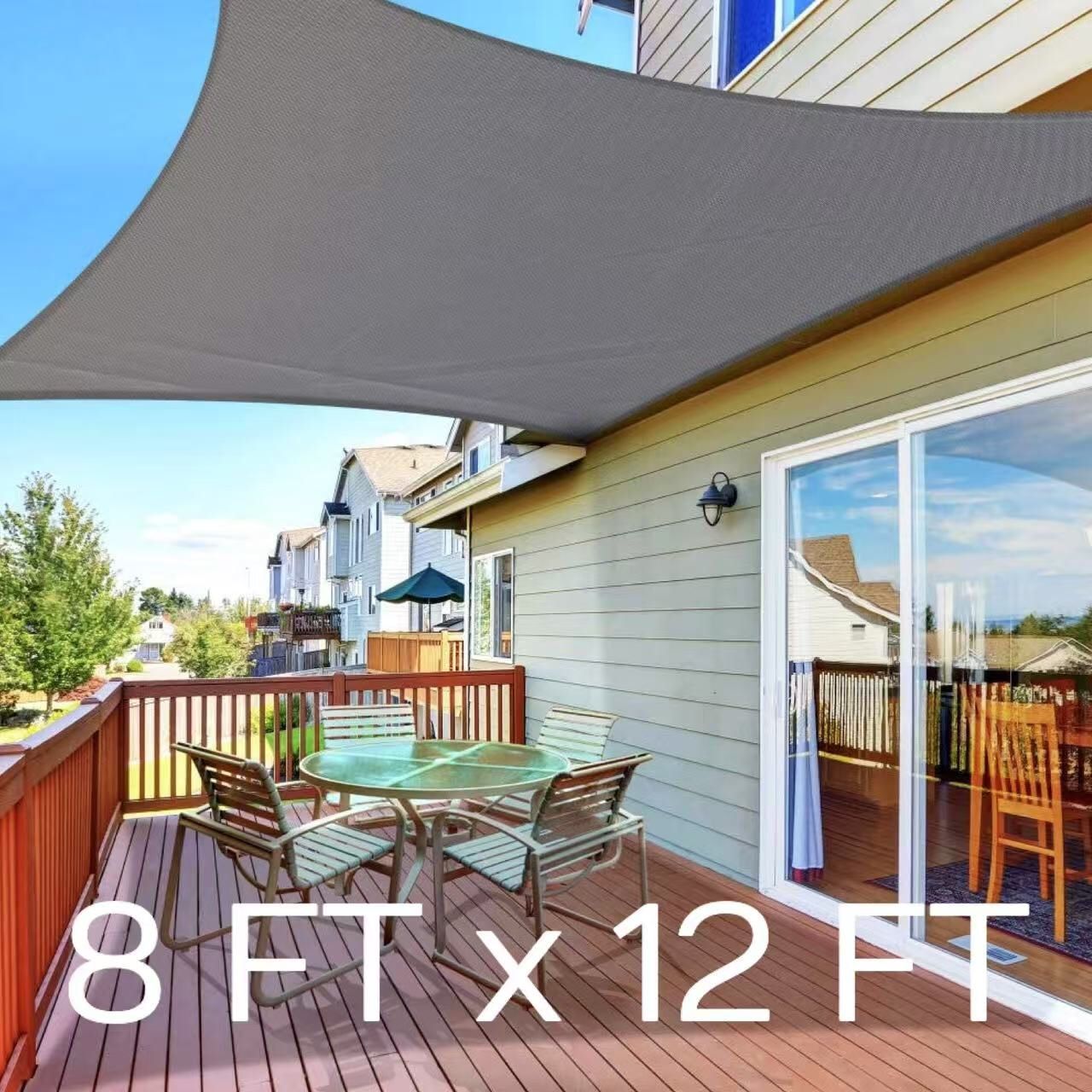 New In Box 8 X 12 Feet Rectangular Sun Sail Shade Screen Tan Or Gray ...