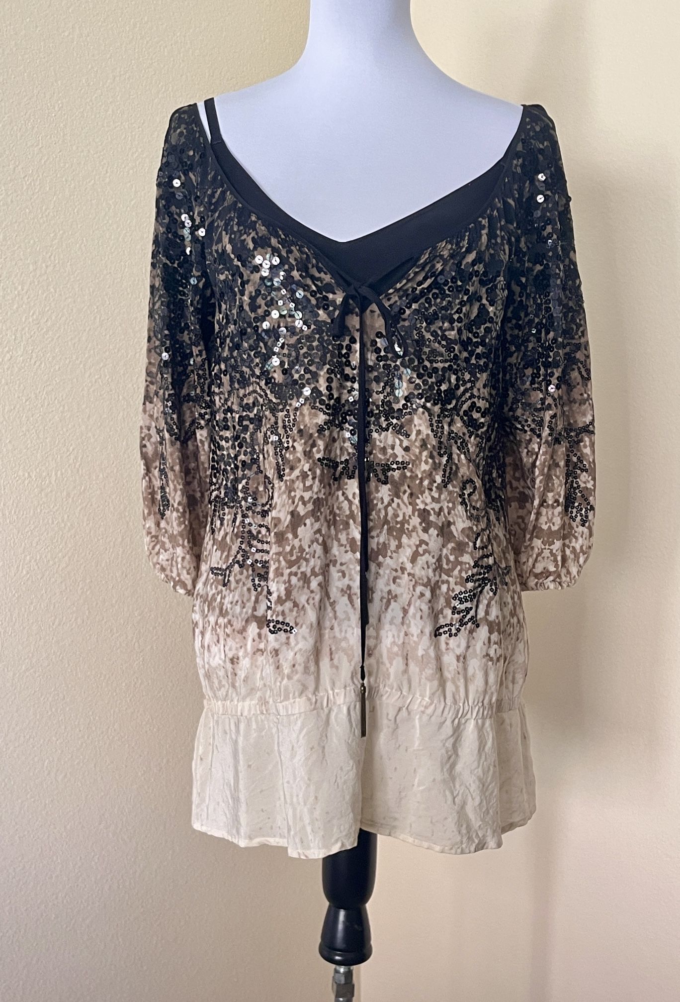 Silk With Ombré Sequins & Paillettes  Dress Or Tunic Top 