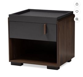 Rikke Modern and Contemporary Two-Tone Gray and Walnut Finished Wood 1-Drawer Nightstand