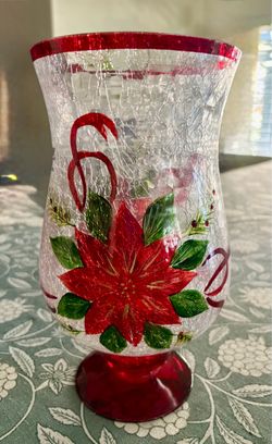 Holiday Decor Crackle Glass Vase