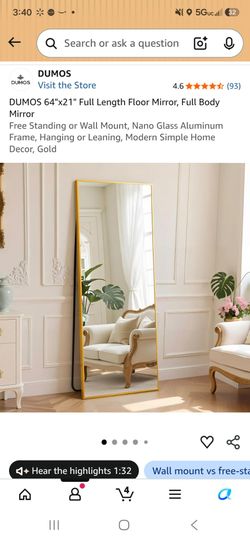 Full Lenth Mirror/Gold Frame
