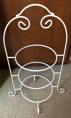 3 Tier white metal plate rack from Brazil.