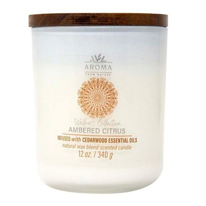 Aroma From Nature Ambered Citrus Scented Candel 12 OZ