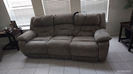 Gray Microfiber Reclining Sofa