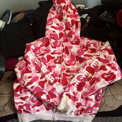 Pink Bape Hoodie Lg