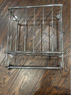 Pottery Barn Polished Chrome Double Toilet Paper Holder with Magazine Rack