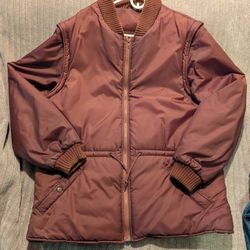 VINTAGE Brown Removable Sleeves Puffer Coat/Vest