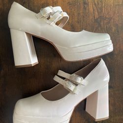 White Mary Jane Platform Heels