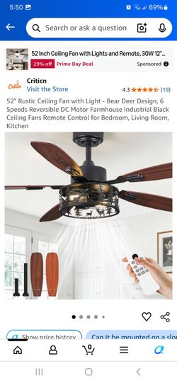 Beautiful Rustic ceiling fan with light 52inch new in box pick up in Pomona $85