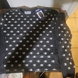 Champion Sweatshirt Women Size XL Black Crew Neck With C Logo 
