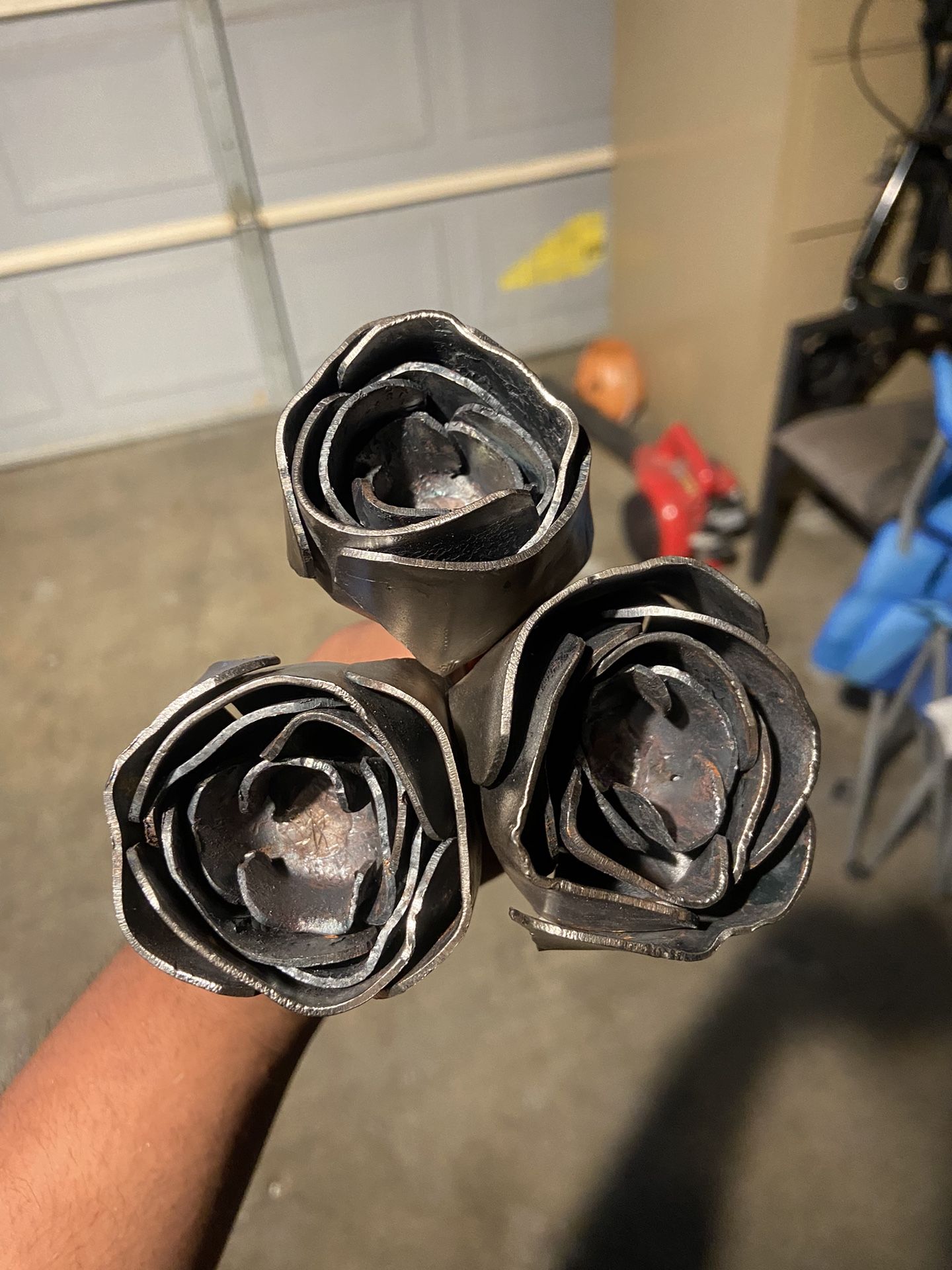 welded metal flowers