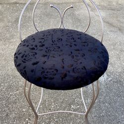 Rose Gold Vanity Chair With Soft Black Rose Fabric 